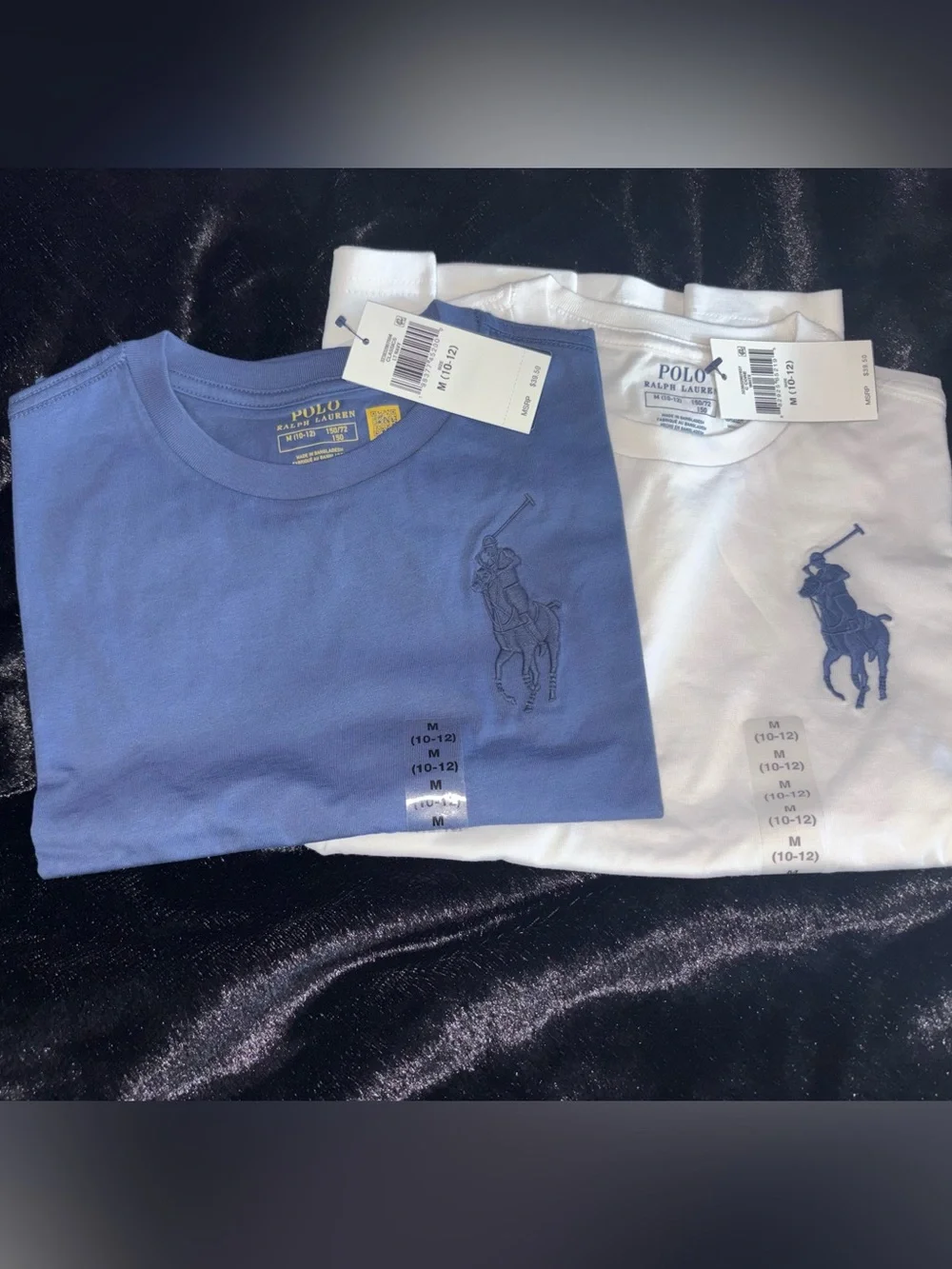 2 Ralph Lauren Boys' Blue AND white Short-Sleeve Polo Tee NWT